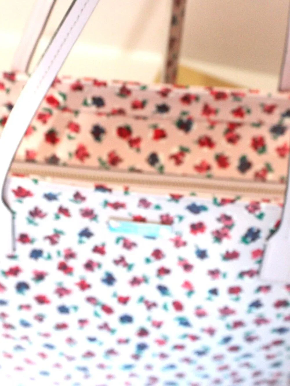 Kate Spade Pastel Pink Floral, Double Handle Tote, Gold Hardware, Zipper Closure